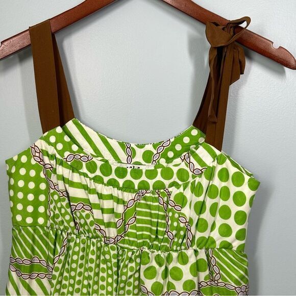 Tibi New‎ York Anthropologie Silk Blend Green Brown Rope Sundress Size 2 Y2K - Picture 3 of 9
